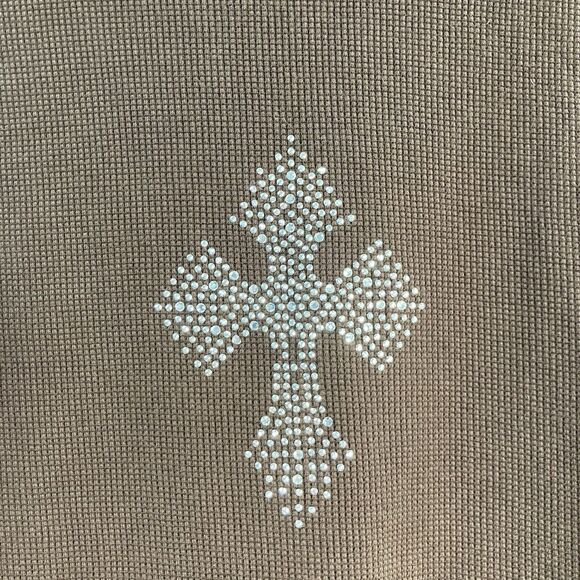 Quacker Factory Vest SZ M Women's Sleeveless Brown Waffle Hoodie Rhinestones Zip - Picture 6 of 11